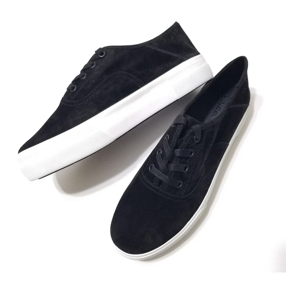 NIB Vince Copley Italian Sport Suede Platform Lace Up Sneaker Black 9 9.5